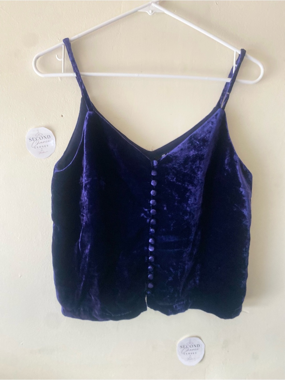 Madewell Velvet Button-Front Cami in Deep blue